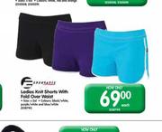 Ladies Knit Shorts With Fold Over Waist-Each