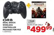 ORB Dual Shock Wireless Controller Package For PS3