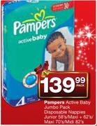 Pampers Active Baby Jumbo Pack Disposable Pack Disposable Nappies - 58's/62's/70's/80's Per Pack