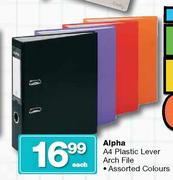 Alpha A4 Plastic Lever Arch File-Each