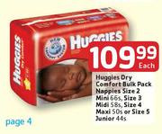 Huggies Dry Comfort Bulk Pack Nappies Size 2 Mini-66's/Size 3 Midi-58's/Size 4 Maxi-50's/Size 5 Juni