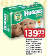 Huggies Gold Bulk Pack Nappies Size 4+ Maxi Plus-48's/Size 5 Junior-44's Each