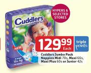 Cuddlers Jumbo Pack Nappies Midi-70's/Maxi-66's/Maxi plus-60's/Junior-42's Each