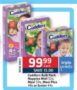 Cuddlers Bulk Pack Nappies Midi-52's/Maxi-50's/Maxi Plus-48's Or Junior-44's Each