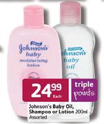 Johnson's Baby Oil,Shampoo Or Lotion Assorted-200ml Each