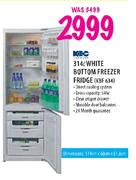 KIC White Bottom Freezer Fridge-314Ltr(KBF634)