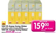 14W CFL Energy Saving Globes-Per 10 Pack
