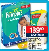 Pampers Active Baby Jumbo Pack Size 3 82's-Per Pack