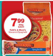 Fatti's & Moni's Macaroni/Spaghetti-500g Each