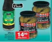 Offenau Mild Crunchy Dills/Sweet & Sour Crunchy Gherkins-680g Each