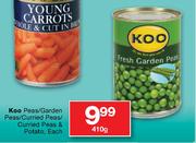 Koo Peas/Garden Peas/Curried Peas/Curried Peas & Potato-410g Each