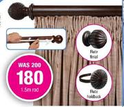 Curtain Track Clip-On Wood Rod (Walnut-Look Only)-1.5m