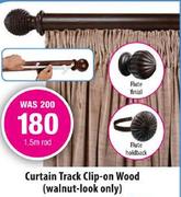 Curtain Track Clip-On Wood Flute Finial (Walnut-Look Only)