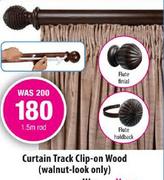 Curtain Track Clip-On Wood Flute Holdback (Walnut-Look Only)