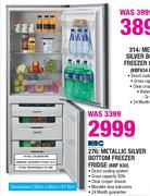 KIC Metallic Silver Bottom Freezer Fridge-276Ltr(KBF630)