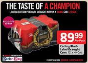 Carling Black Label Draught Cans-12 x 440ml Per Pack