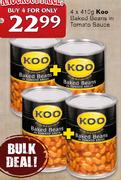 Koo Baked Beans in Tomato Sauce-4 x 410g