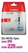 Canon CLI-451XL Cyan Ink-Each
