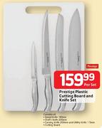 Prestige Plastic Cutting Board And Knife Set-Per Set
