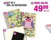 Set Of 2 Owl A5 Notebooks-Per Set