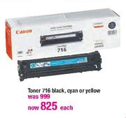 Canon Toner 716 Black, Cyan or Yellow Each