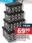 Damask Black And White Storage Box-Each