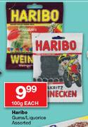 Haribo Gums/Liquorice Assorted-100g Each