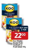 Koo Choice Grade Fruit Cocktail Or Fruit Salad-2x410g