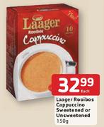 Laager Rooibos Cappuccino Sweetened Or Unsweetened - 150g Each