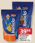 Horlicks Malt Food Drink Regular Or Chocolate - 500g Each