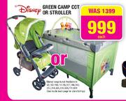 Disney Green Camp Cot or Stroller-Each