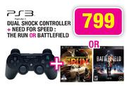 PS3 Dual Shock Controller + Need For Speed: The Run Or Battlefield