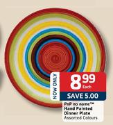 PnP No Name Hand Painted Dinner Plate Assorted Colours-Each