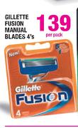 Gillette Fusion Manual Blades-4's Per Pack