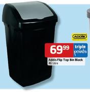 Addis Flip Top Bin Black-46Ltr Each