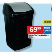 Addis Flip Top Bin Black-46Ltr