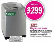 Defy 13kg Metallic Silver Top Load Washing Machine 