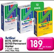 Artline EK70,EK90 Or EK700 Permanent Marker-Per 12 Pack