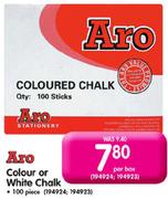 Aro Coloured Or White Chalk-100 Piece Per Box
