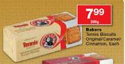 Bakers Tennis Biscuits Original/Caramel/Cinnamon-200gm Each