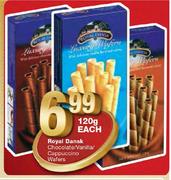 Royal Dansk Chocolate/Vanilla/Cappuccino Wafers-120gm Each