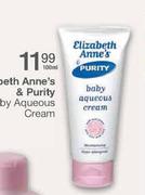 Elizabeth Anne's & Purity Baby Aqueous Cream-100ml
