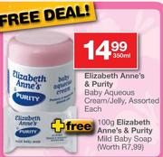 Elizabeth Anne's & Purity Baby Aqueous Cream/Jelly Assorted-350ml Each