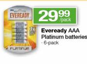 Eveready AAA Platinum Batteries 6 Pack-Per Pack