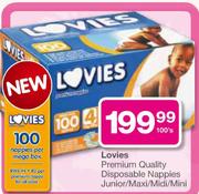 Lovies Premium Quality Disposable Nappies 100's- Junior/Maxi/Midi/Mini