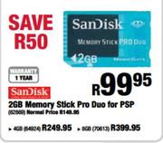 Sandisk 8GB Memory Stick Pro Duo For PSP