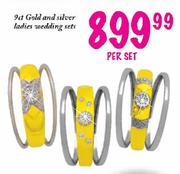 9ct Gold and Silver Ladies Wedding Sets-per set