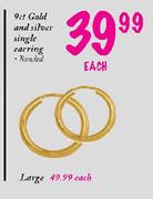 9ct Gold and Silver Single Earring-each