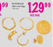 9ct Gold and Silver Earrings (Rended)-per pair