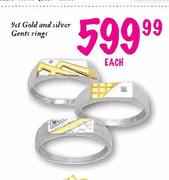 9ct Gold and Silver Gents Rings-each